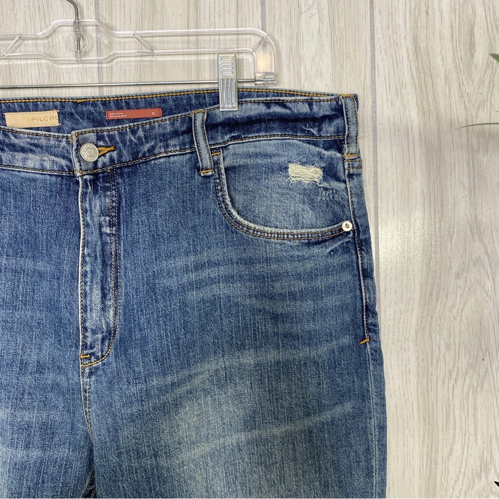 Anthropologie Pilcro The Heritage Boyfriend Distressed Busted Knee Jeans size 32 - Picture 8 of 12